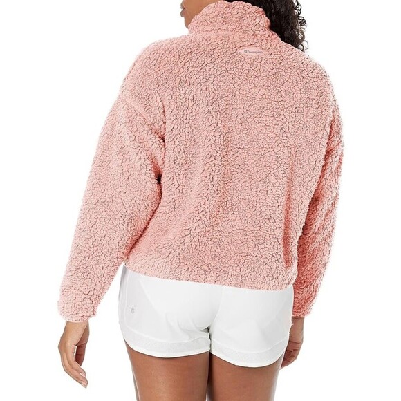 Champion Women’s Cozy Sweatshirts High Pile Quarter Zip In Dusty Pink Size M - Picture 7 of 10